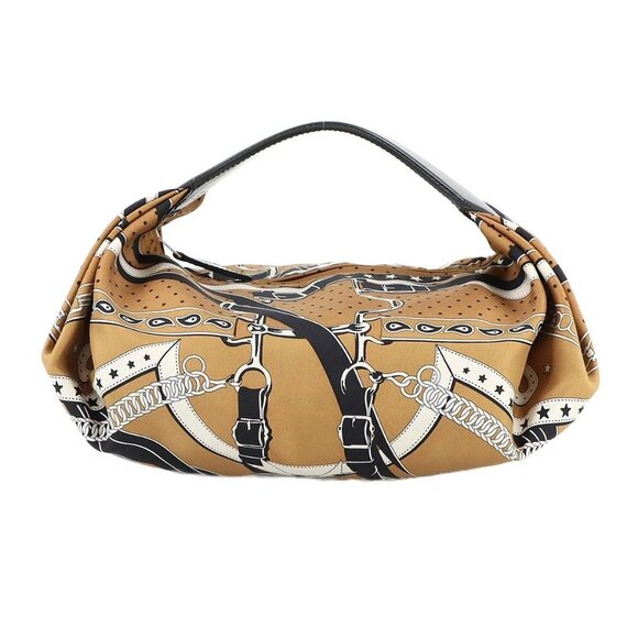 HERMES Balusoie Hand Bag La Promenade du Matin Silk Leater Biscuit - Picture 1 of 11